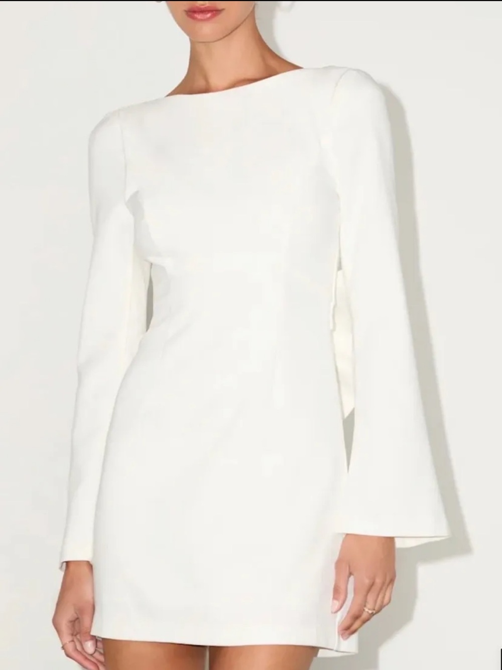 Lulu's White Long-Sleeve Mini Dress with Flared Sleeves